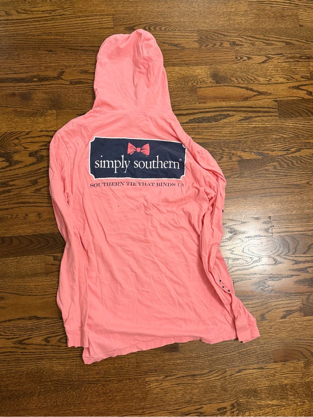 Simply Southern Coral Pink Hooded Long Sleeve Top